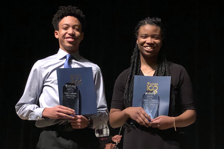 Seniors Sean Ledford and Danielle Levingston were recognized at the Black Alumni Council program. 