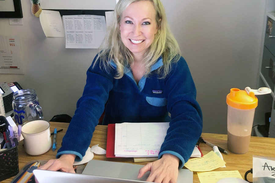 School nurse Mrs. Courtney Jennings-Sood works in her office on Feb. 27. 