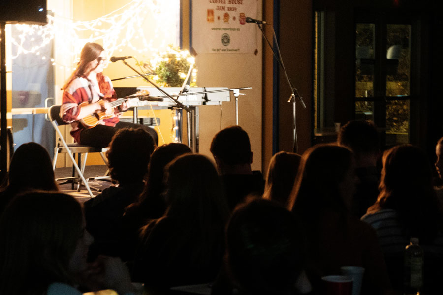 Students gathered in the Shiel Student Life Center during last year's Coffeehouse Jam. 