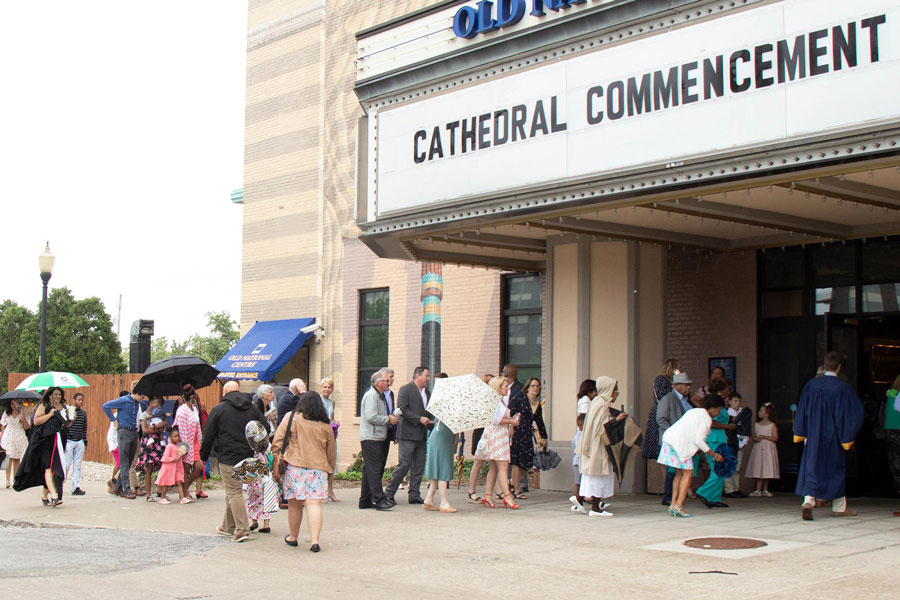 Guests file in to the Old National Centre for last year's graduation. 