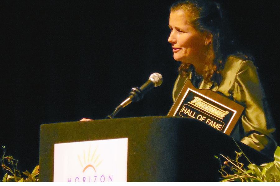 Men’s volleyball Head Coach Ms. Rhonda Low was inducted into the Indiana High School Volleyball Coaches Hall of Fame on Nov. 9, 2013 at the Horizon Convention Center in Muncie. Low will step away from coaching this year after a long and successful career.