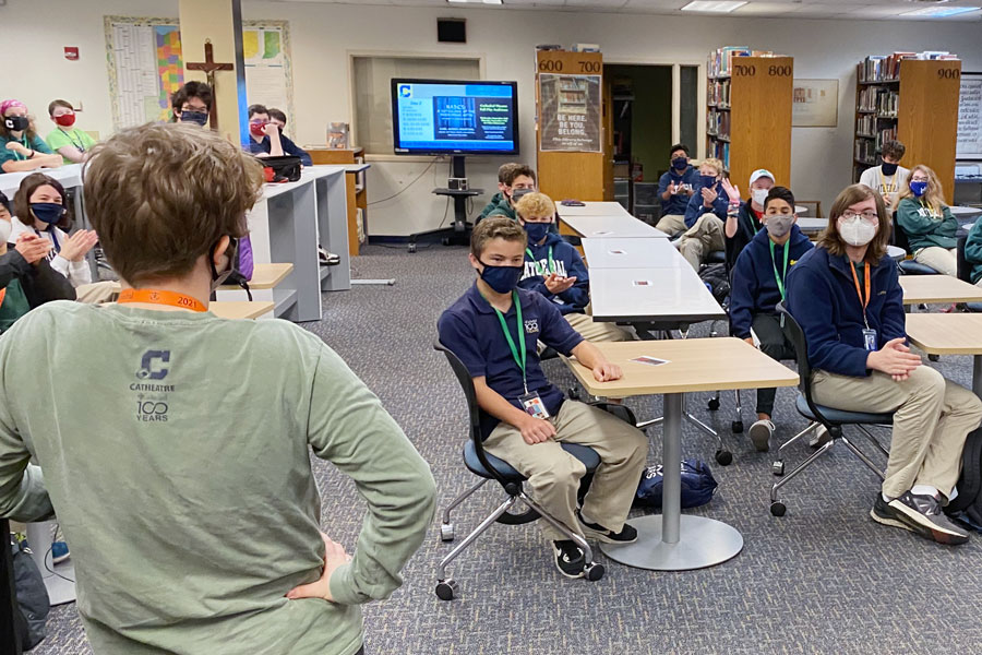 Students attended the Dungeons and Dragons callout meeting in the library at the beginning of the school year. 