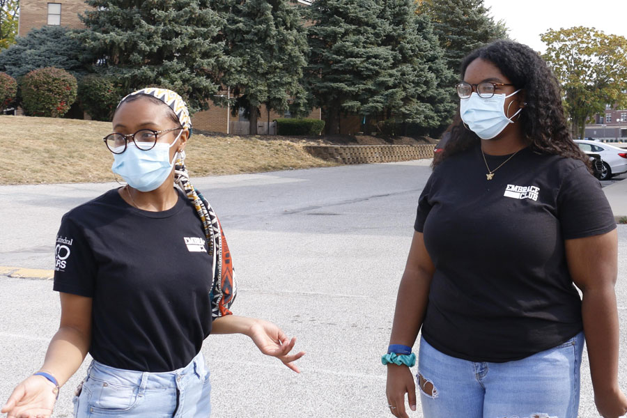 Senior Whitley Walton, left, participates in the EMBRACE Club's tour of historic Indiana Avenue earlier this school year. Walton provided her thoughts on the election of Sen. Kamala Harris as vice president of the United States. 