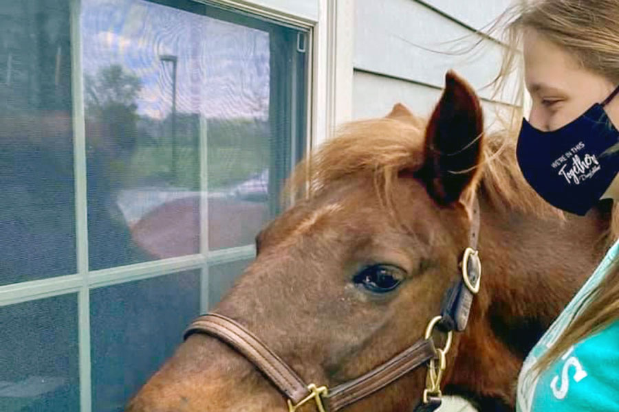 For sophomore Ava Stevens, her community service includes her pony, Acorn, as both of whom recently visited Cooper Trace Nursing Home.