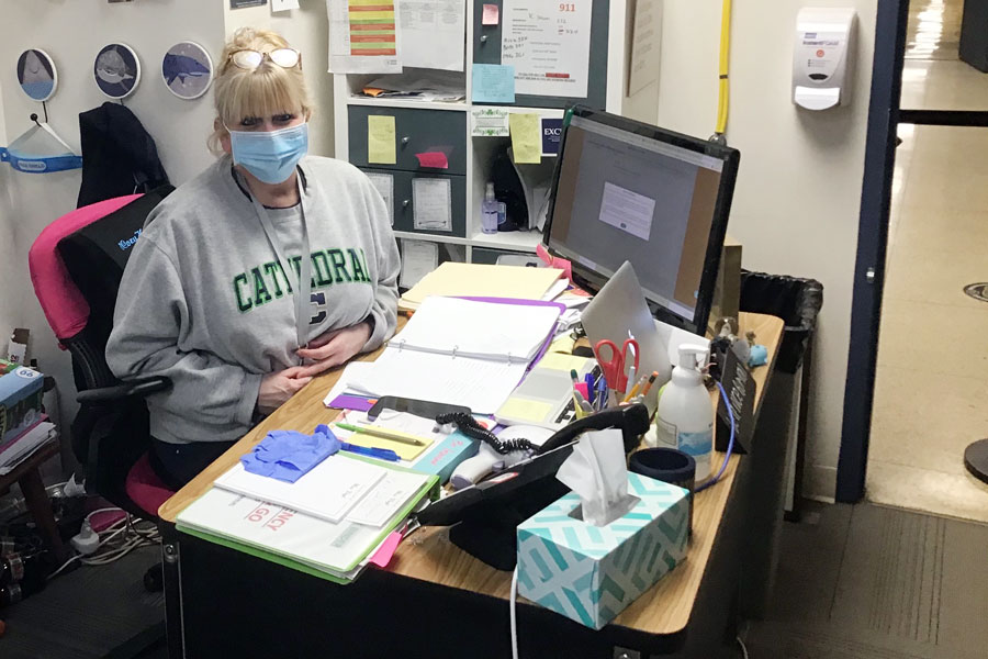 School nurse Mrs. Marianne Vogt '86 provided her perspective on the school year. 