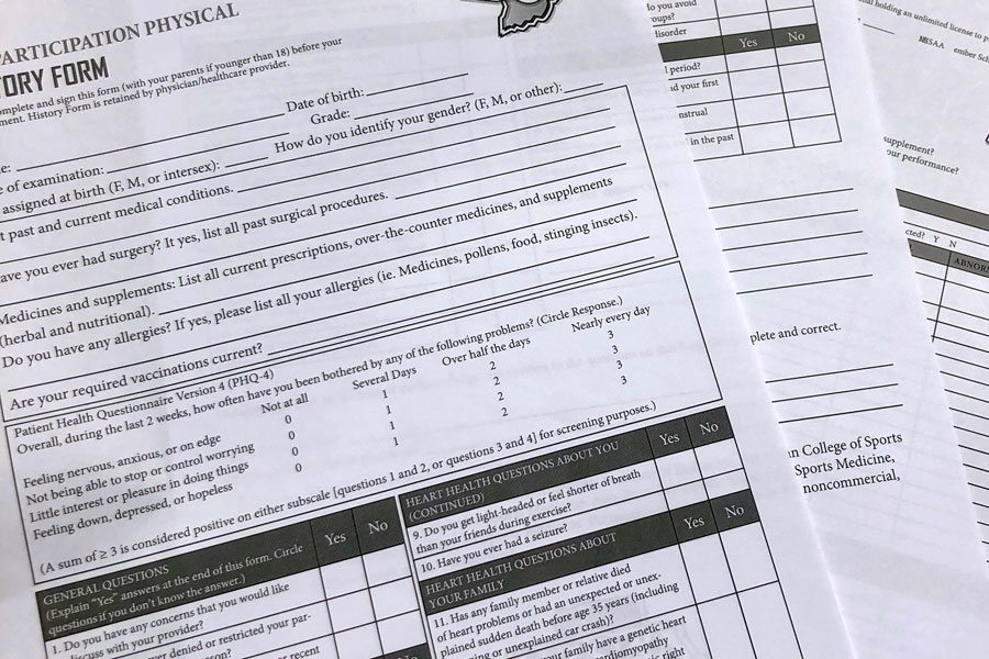 Students must file a form confirming they have completed an athletic physical in order to participate on a team sport next year. 