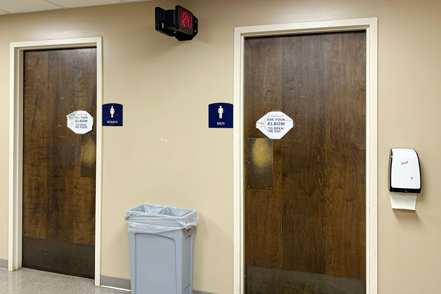 The bathrooms on the second floor of Loretto Hall will no longer be a social gathering place. 
