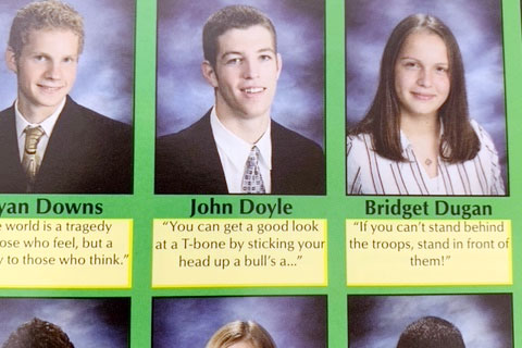 John "Jack" Doyle's senior picture and quote in the 2008 Cathedran yearbook. 