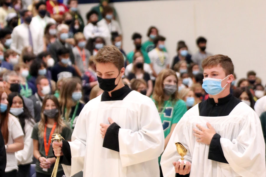 As one of the events celebrating the school's 103rd birthday, students and teachers gathered in the Welch Activity Center for Mass. 