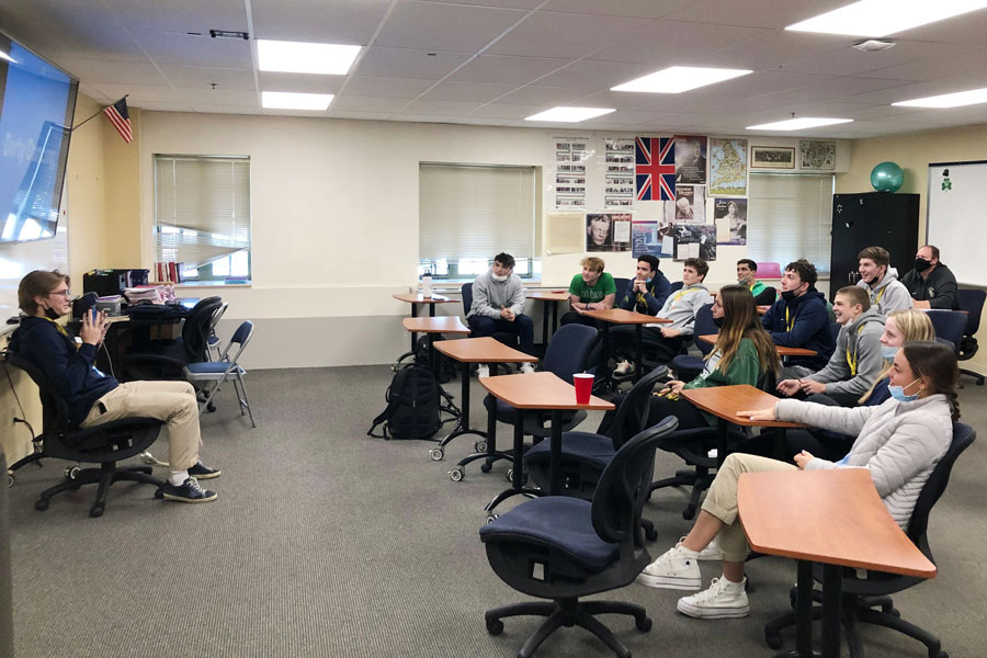 A senior English class meets in Loretto Hall. This class, and all the others on campus, will take final exams in December. 