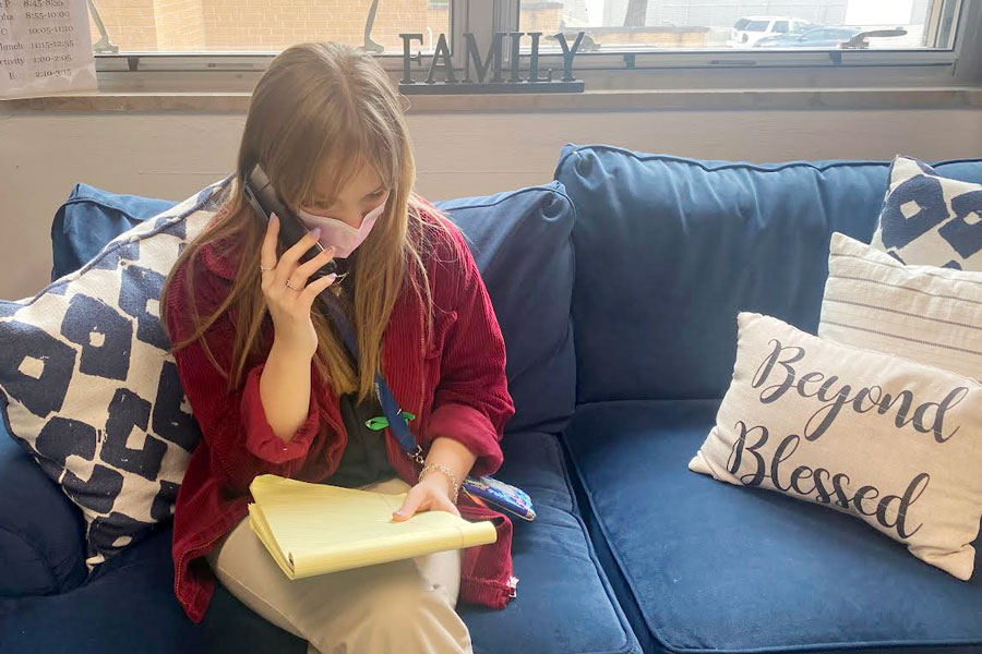 Junior Ally Pea led prayer over the morning announcements on Dec. 1. Students can receive service hours for writing and leading the prayer with assistance from the prayer team. Details can be found in the student newsletter.