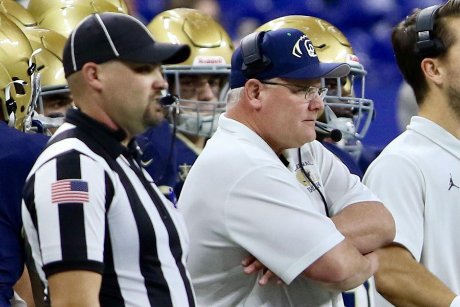 Football Head Coach Mr. Bill Peebles has led the Irish to the last two Class 5A State titles. 