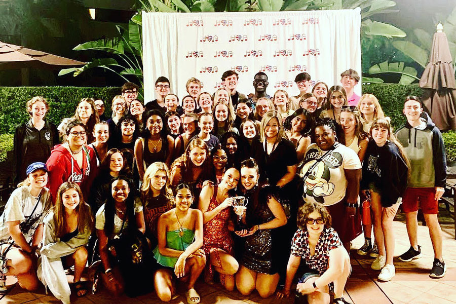 Members of the school's various choirs gather during their recent trip to Florida.