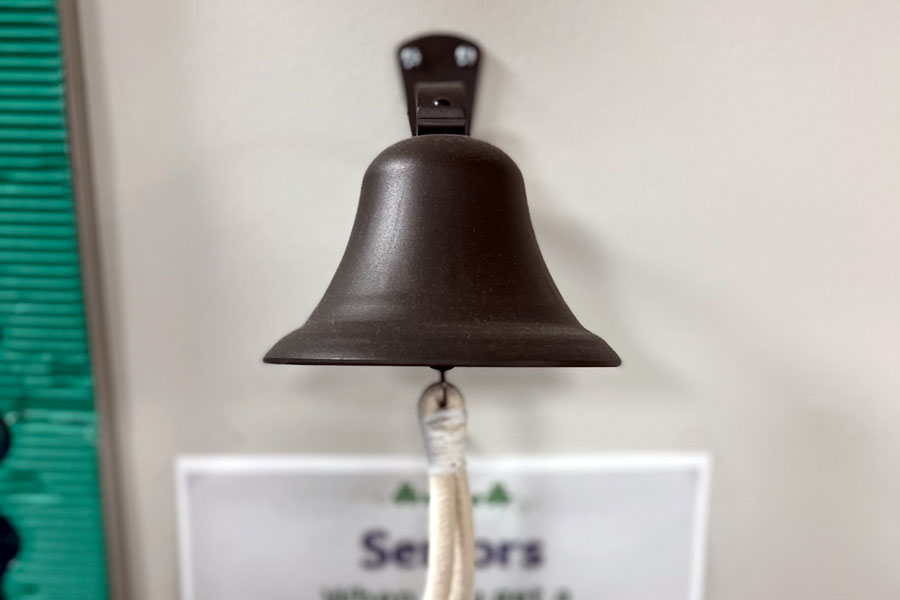 When seniors make their final college choice, they ring the bell in the counseling office. 