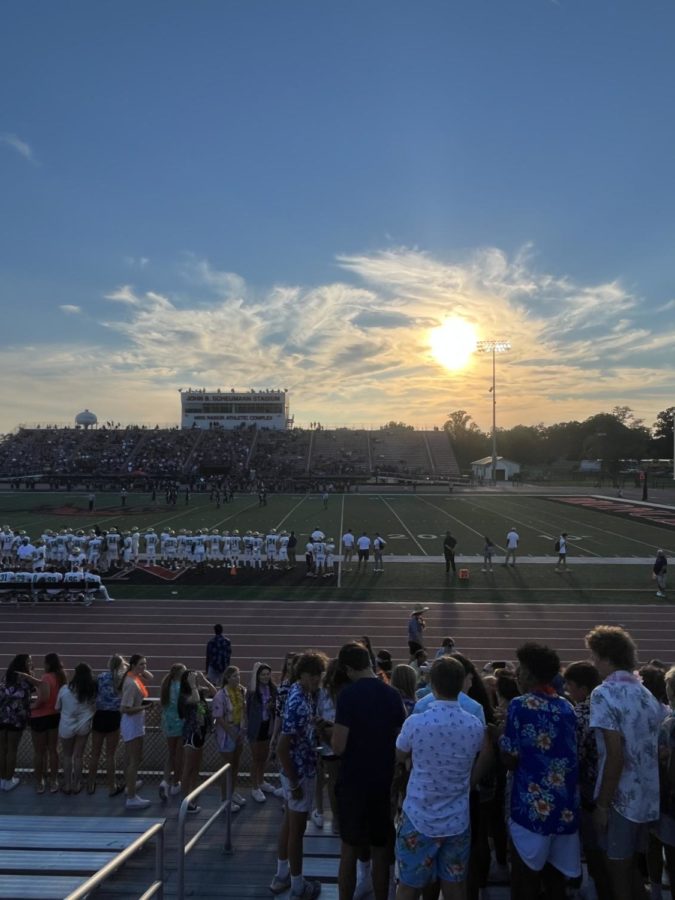 The student body watches the Fighting irish take a commanding 43-12 lead.