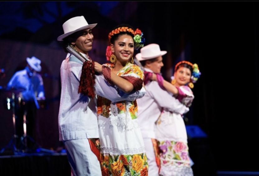 Laura Correa dancing at Ensamble Folklorico Performance on September 16 with her dance partner. (Photo sent from Laura Correa)