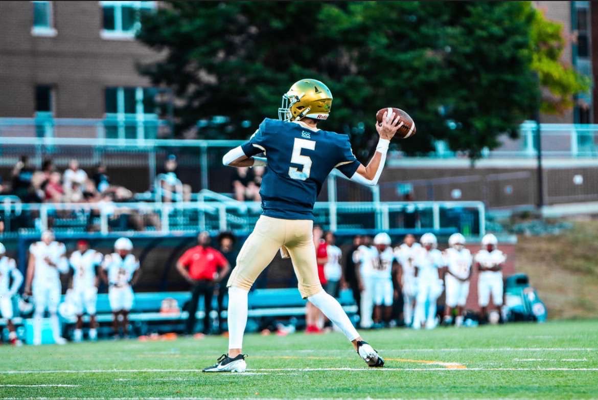 Quarterback Cameron Koers drops back for a pass against North Central. Koers throughout the
regular season has 10 passing touchdowns with a 60% completion rate. Koers said “Our regular
season has been a good season but we’re looking forward to more success in the postseason.”