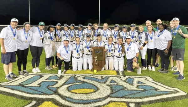Cathedral Varsity Softball poses for a photo with their medals post win. The softball team went 18-2, this being the best record in Cathedral softball history. Senior Sydney Fezsco said, “Winning the championship was an incredible feeling, but what made it even more special was doing it for Cathedral. Being part of the first team to bring a softball state title to a program with so many talented players who came before us meant a lot. It felt like we were representing not just our team, but everyone who has helped build Cathedral softball over the years.”